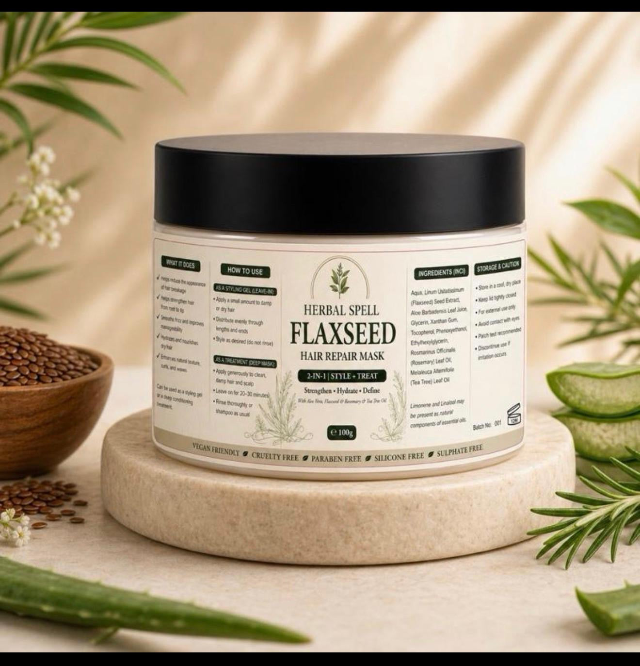 Natural Flaxseed  Aloe Vera Hair Mask for Dry & Damaged  Repair Hair