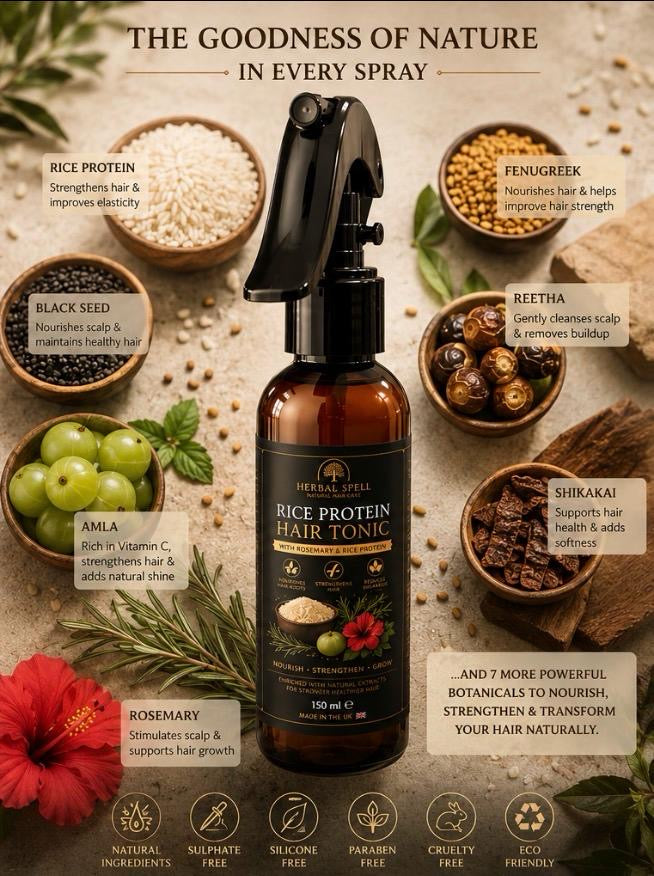 Rice water Protein Hair Tonic |  Amla,Reetha,Rosemary,Rice Protein for Strengthening & Nourishing  Daily Hair Haircare