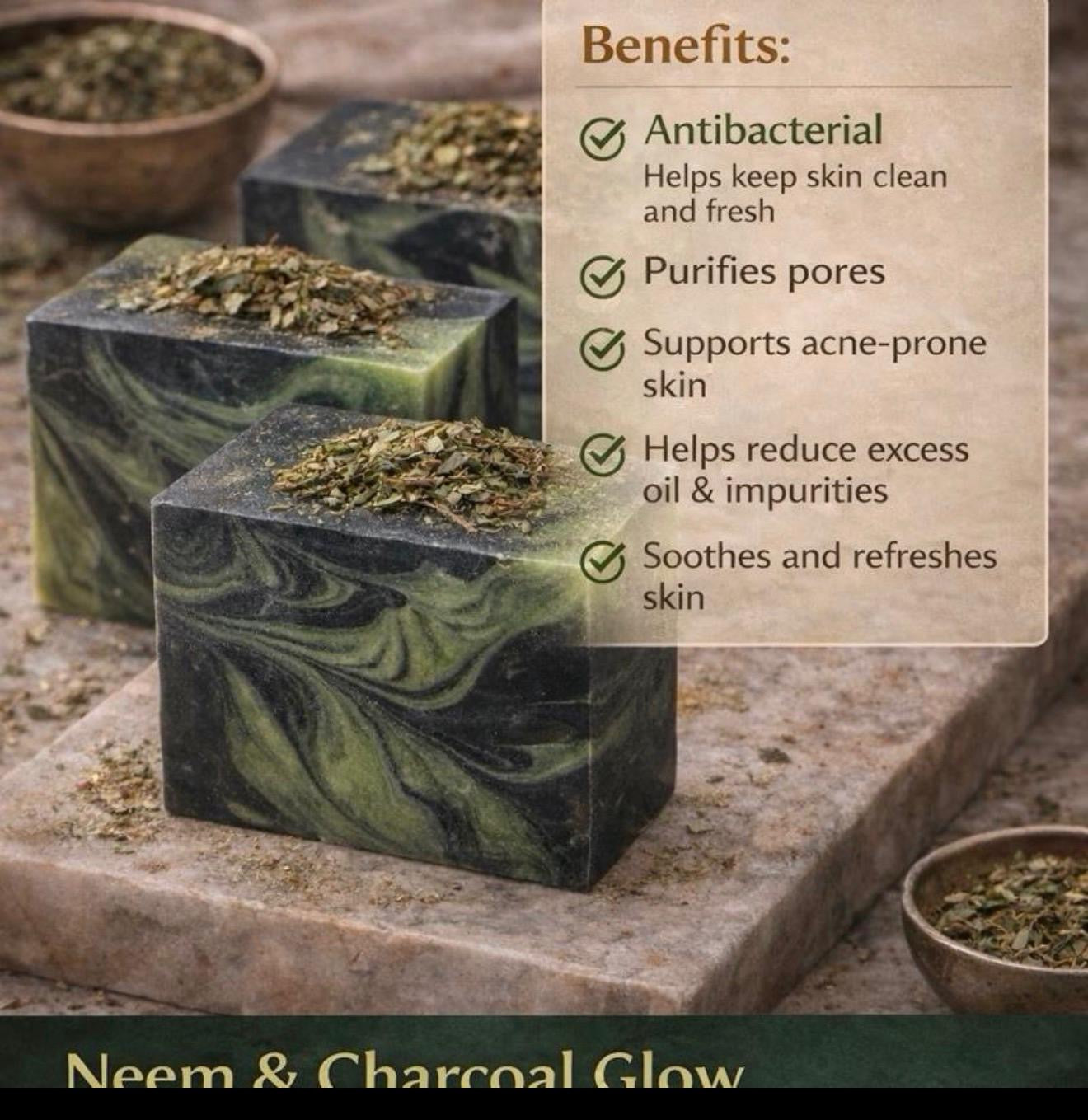 Neem & Charcoal Soap Bar |Aloe Vera|Tea Tree|Acne Control Soap