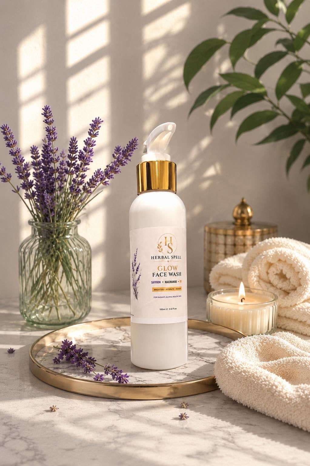 Saffron Brightening Face Wash | Niacinamide+B3,Saffron + Rice water & Turmeric Brightening Glow face Cleanser for Facial Skin Repair.