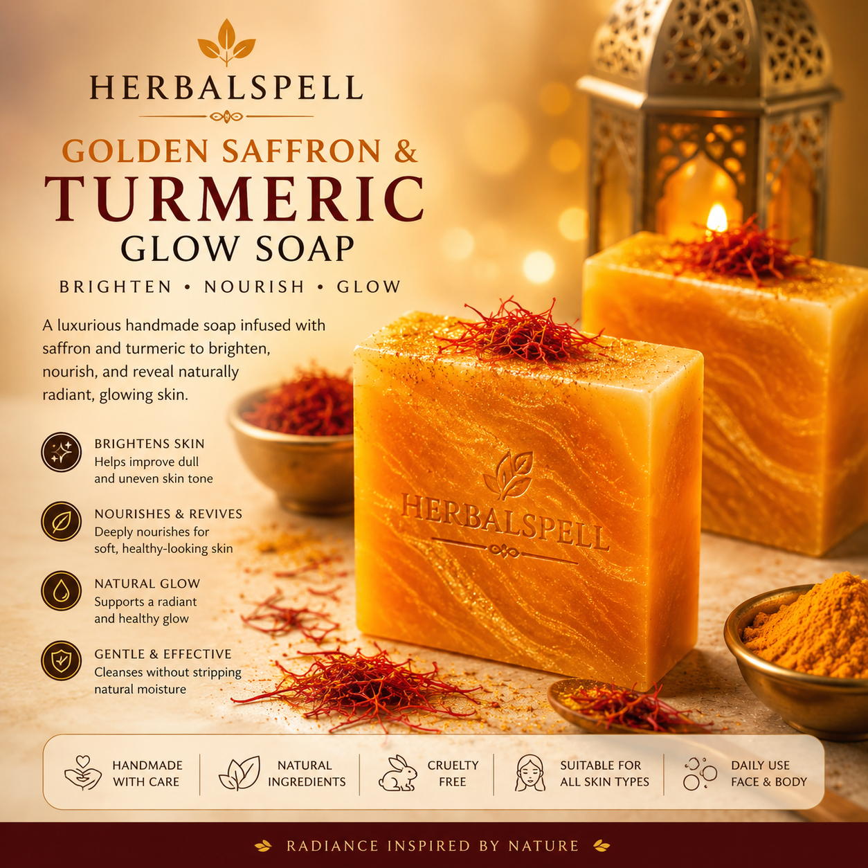 Golden Saffron & Turmeric Glow Soap | Brightening