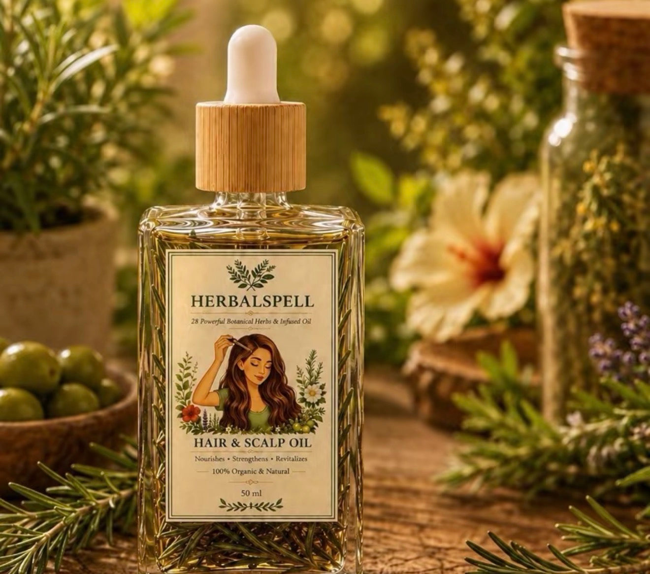 Hair Oil  28 Herbs & Oils Hair & Scalp Essential Oil (100% Natural) | 50ml