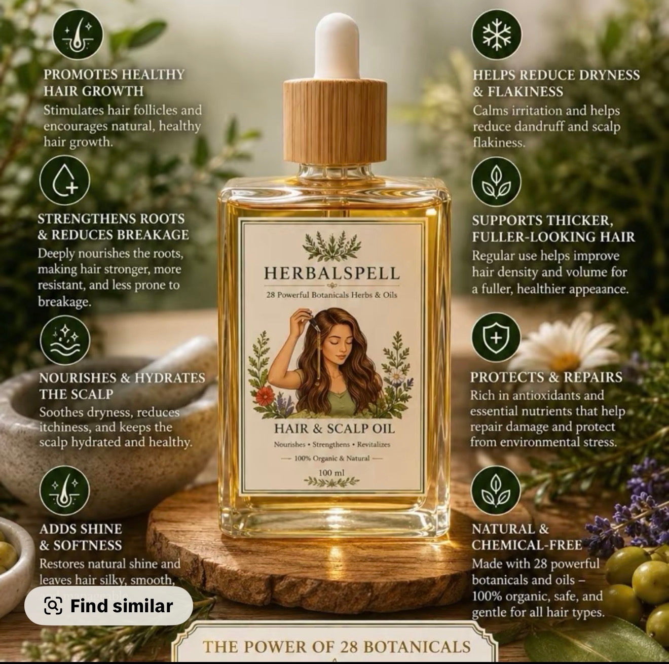 100% Natural 28 Herbs Infused Hair Oil | Growth | Anti-Hair Fall Support & Deep Scalp Nourishment 100ml