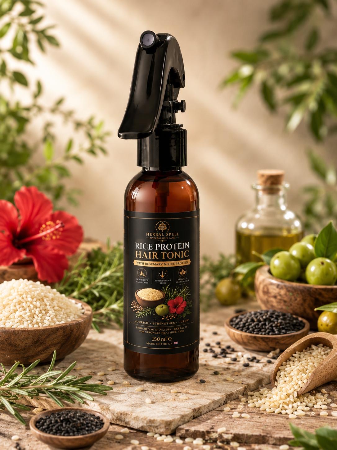 Rice water Protein Hair Tonic |  Amla,Reetha,Rosemary,Rice Protein for Strengthening & Nourishing  Daily Hair Haircare