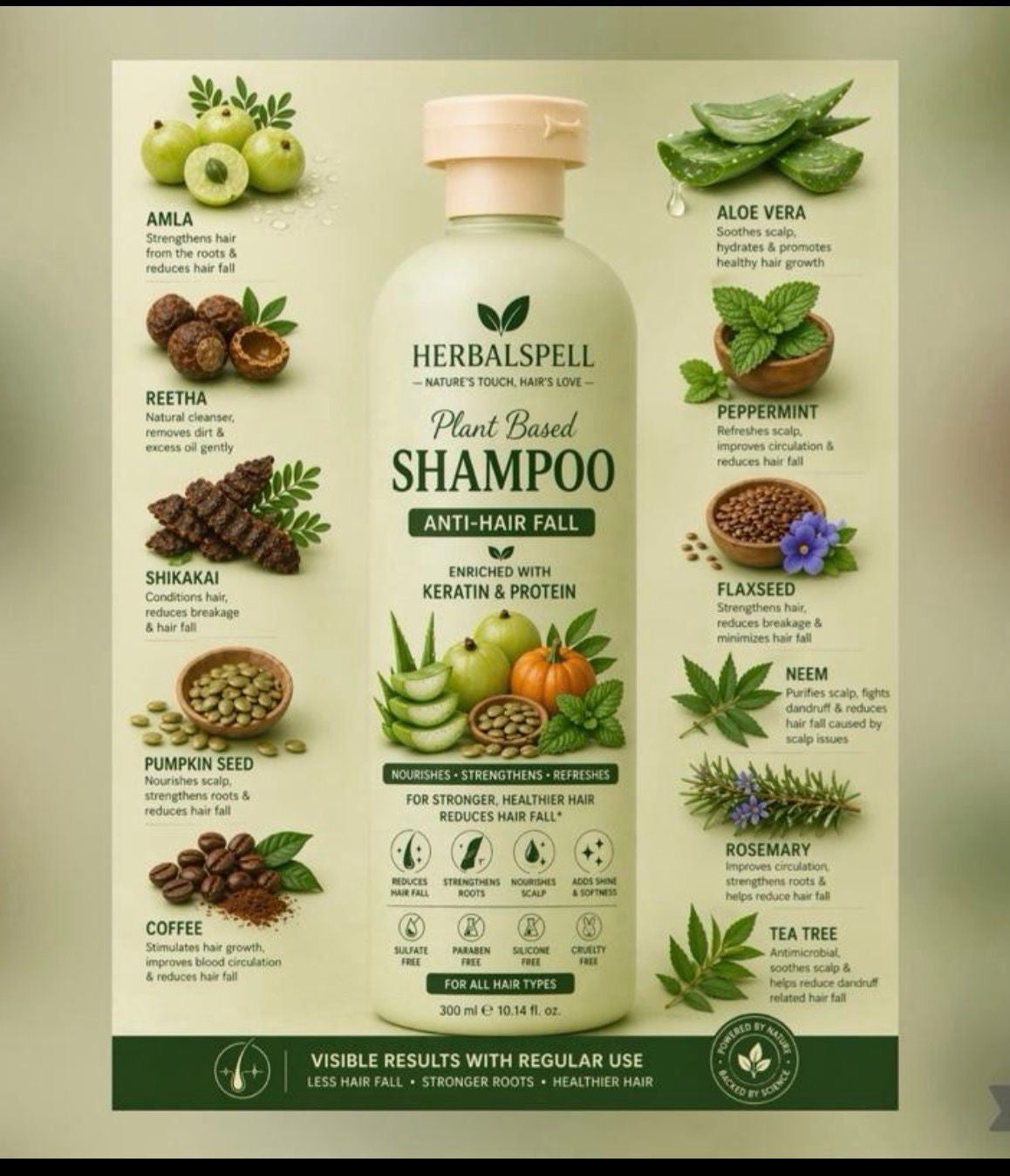 100% ORGANIC Anti Hair Fall Herbal Shampoo & Conditioner